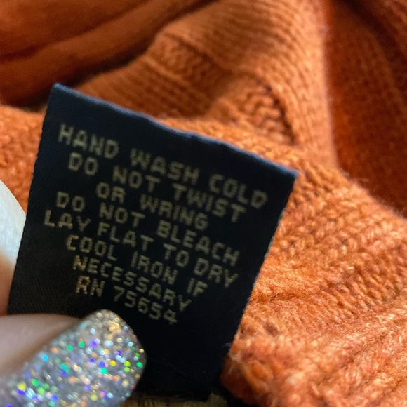 Abercrombie & Fitch Ribbed Wool Blend Mock Neck Sweater Size L Rust - Picture 7 of 8